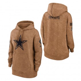 Women's Dallas Cowboys Brown 2023 NFL Salute To Service Pullover Hoodie