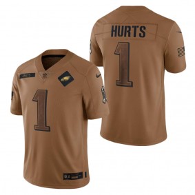 Men's Philadelphia Eagles Jalen Hurts Brown 2023 NFL Salute To Service Limited Jersey