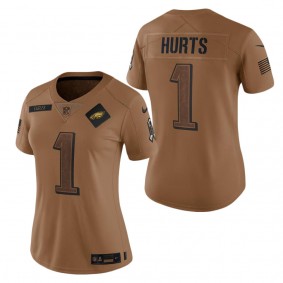 Women's Philadelphia Eagles Jalen Hurts Brown 2023 NFL Salute To Service Limited Jersey