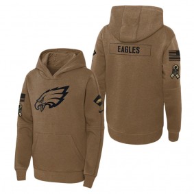 Youth Philadelphia Eagles Brown 2023 NFL Salute To Service Club Fleece Pullover Hoodie