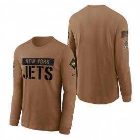 Men's New York Jets Brown 2023 NFL Salute To Service Long Sleeve T-Shirt