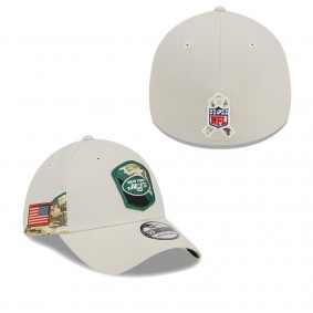 Men's New York Jets Stone 2023 NFL Salute To Service 39THIRTY Flex Hat