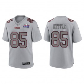 Men's George Kittle San Francisco 49ers Gray Super Bowl LVIII Atmosphere Fashion Game Jersey