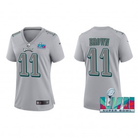 A.J. Brown Women's Philadelphia Eagles Nike Gray Super Bowl LVII Patch Atmosphere Fashion Game Jersey