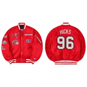 Akiem Hicks Alpha Industries X Tampa Bay Buccaneers MA-1 Bomber Red Jacket