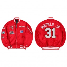 Antoine Winfield Jr. Alpha Industries X Tampa Bay Buccaneers MA-1 Bomber Red Jacket