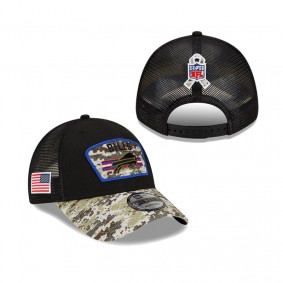 Buffalo Bills Black Camo 2021 Salute To Service Trucker 9FORTY Snapback Adjustable Hat