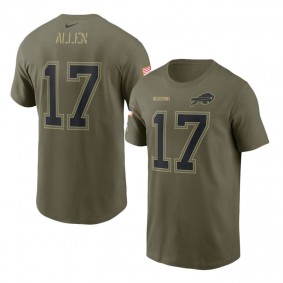 Buffalo Bills Josh Allen Camo 2021 Salute To Service Name & Number T-Shirt