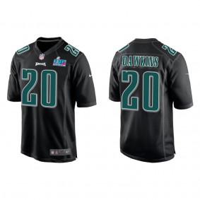 Brian Dawkins Men's Philadelphia Eagles Black Super Bowl LVII Patch Fashion Game Jersey