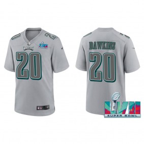 Brian Dawkins Men's Philadelphia Eagles Nike Gray Super Bowl LVII Patch Atmosphere Fashion Game Jersey