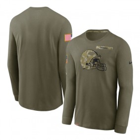 Cleveland Browns Olive 2021 Salute To Service Performance Long Sleeve T-Shirt