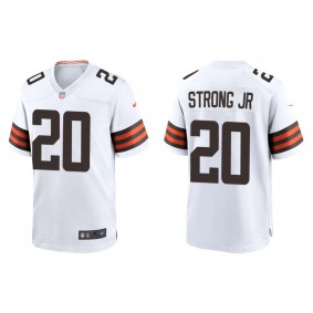 Men's Cleveland Browns Pierre Strong Jr. White Game Jersey