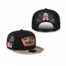 Tampa Bay Buccaneers Black Camo 2021 Salute To Service Trucker 9FIFTY Snapback Adjustable Hat