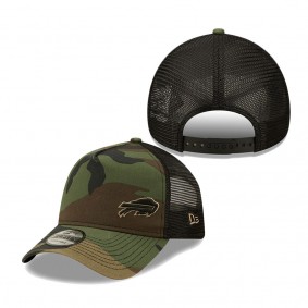 Men's Buffalo Bills New Era Camo Black Flawless Utility A-Frame Trucker 9FORTY Snapback Hat