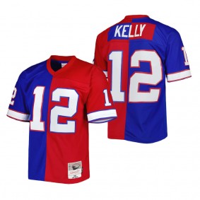 Men's Buffalo Bills Jim Kelly Mitchell & Ness Royal Red 1990 Split Legacy Replica Jersey