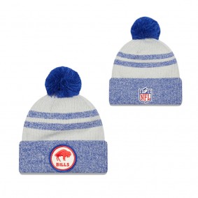 Men's Buffalo Bills Royal 2022 Sideline Historic Cuffed Pom Knit Hat