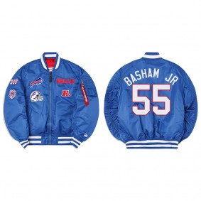 Carlos Basham Jr. Alpha Industries X Buffalo Bills MA-1 Bomber Royal Jacket