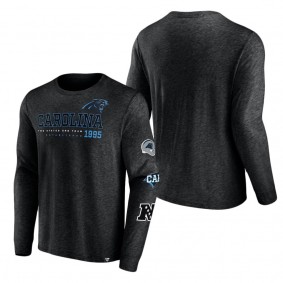 Men's Carolina Panthers Heather Black High Whip Pitcher Long Sleeve T-Shirt