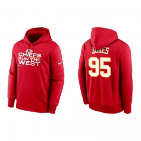 Men's Kansas City Chiefs Chris Jones Red 2021 AFC West Division Champions Trophy Hoodie