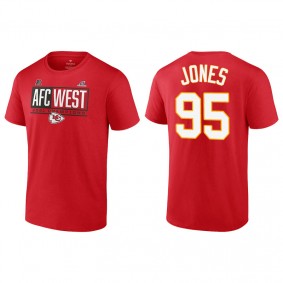 Men's Kansas City Chiefs Chris Jones Red 2021 AFC West Division Champions Blocked Favorite T-Shirt