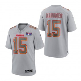 Men's Kansas City Chiefs Patrick Mahomes Gray Super Bowl LVIII Atmosphere Fashion Game Jersey