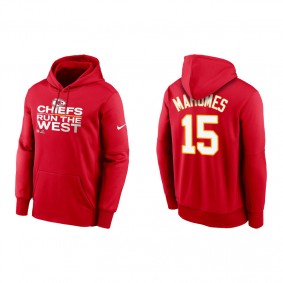 Men's Kansas City Chiefs Patrick Mahomes Red 2021 AFC West Division Champions Trophy Hoodie