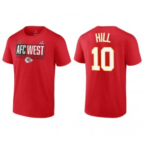 Men's Kansas City Chiefs Tyreek Hill Red 2021 AFC West Division Champions Blocked Favorite T-Shirt