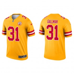 Men's Kansas City Chiefs Wayne Gallman Yellow Inverted Legend Jersey