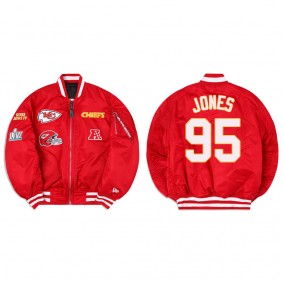 Chris Jones Alpha Industries X Kansas City Chiefs MA-1 Bomber Red Jacket