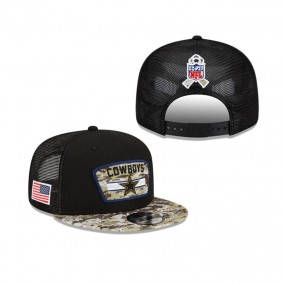 Dallas Cowboys Black Camo 2021 Salute To Service Trucker 9FIFTY Snapback Adjustable Hat