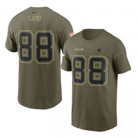 Dallas Cowboys CeeDee Lamb Camo 2021 Salute To Service Name & Number T-Shirt