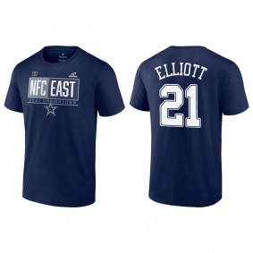 Men's Dallas Cowboys Ezekiel Elliott Navy 2021 NFC East Division Champions Blocked Favorite T-Shirt