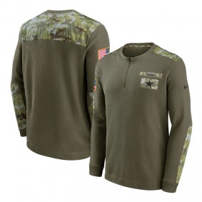 Dallas Cowboys Olive 2021 Salute To Service Henley Long Sleeve Thermal Top