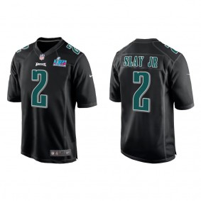 Darius Slay Jr Men's Philadelphia Eagles Black Super Bowl LVII Patch Fashion Game Jersey