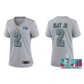 Darius Slay Jr Women's Philadelphia Eagles Nike Gray Super Bowl LVII Patch Atmosphere Fashion Game Jersey