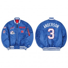 Derek Anderson Alpha Industries X Buffalo Bills MA-1 Bomber Royal Jacket