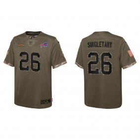 Devin Singletary Youth Buffalo Bills Olive 2022 Salute To Service Limited Jersey