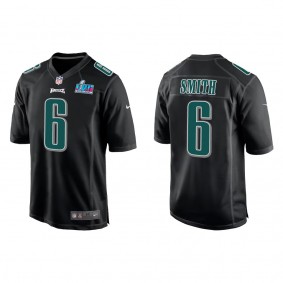 DeVonta Smith Men's Philadelphia Eagles Black Super Bowl LVII Patch Fashion Game Jersey