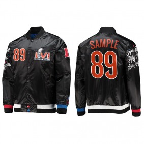 Men's Cincinnati Bengals Drew Sample Black Starter x MSX by Michael Strahan Super Bowl LVI Satin Varsity Jacket