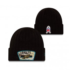 Philadelphia Eagles Black 2021 Salute To Service Cuffed Knit Hat