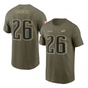 Philadelphia Eagles Miles Sanders Camo 2021 Salute To Service Name & Number T-Shirt