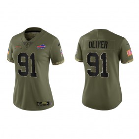 Ed Oliver Women's Buffalo Bills Olive 2022 Salute To Service Limited Jersey