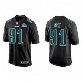 Fletcher Cox Men's Philadelphia Eagles Black Super Bowl LVII Patch Fashion Game Jersey