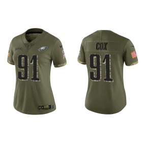 Fletcher Cox Women's Philadelphia Eagles Olive 2022 Salute To Service Limited Jersey