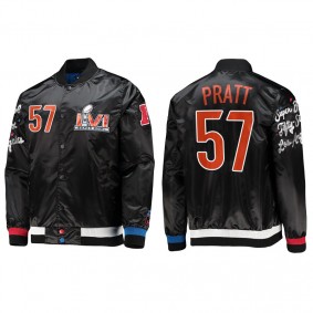 Men's Cincinnati Bengals Germaine Pratt Black Starter x MSX by Michael Strahan Super Bowl LVI Satin Varsity Jacket