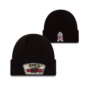 New York Giants Black 2021 Salute To Service Historic Logo Cuffed Knit Hat