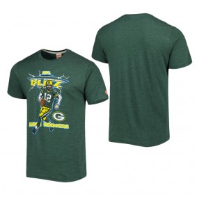 Men's Green Bay Packers Aaron Rodgers Homage Heathered Green Blitz Player Tri-Blend T-Shirt