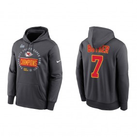 Harrison Butker Kansas City Chiefs Anthracite Super Bowl LVII Champions Locker Room Trophy Collection Pullover Hoodie