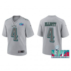 Jake Elliott Youth Philadelphia Eagles Nike Gray Super Bowl LVII Patch Atmosphere Fashion Game Jersey