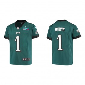 Jalen Hurts Youth Philadelphia Eagles Super Bowl LVII Midnight Green Game Jersey